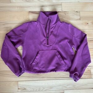 lululemon athletica Brushed Softstreme Ribbed Half Zip size 0 deep plum